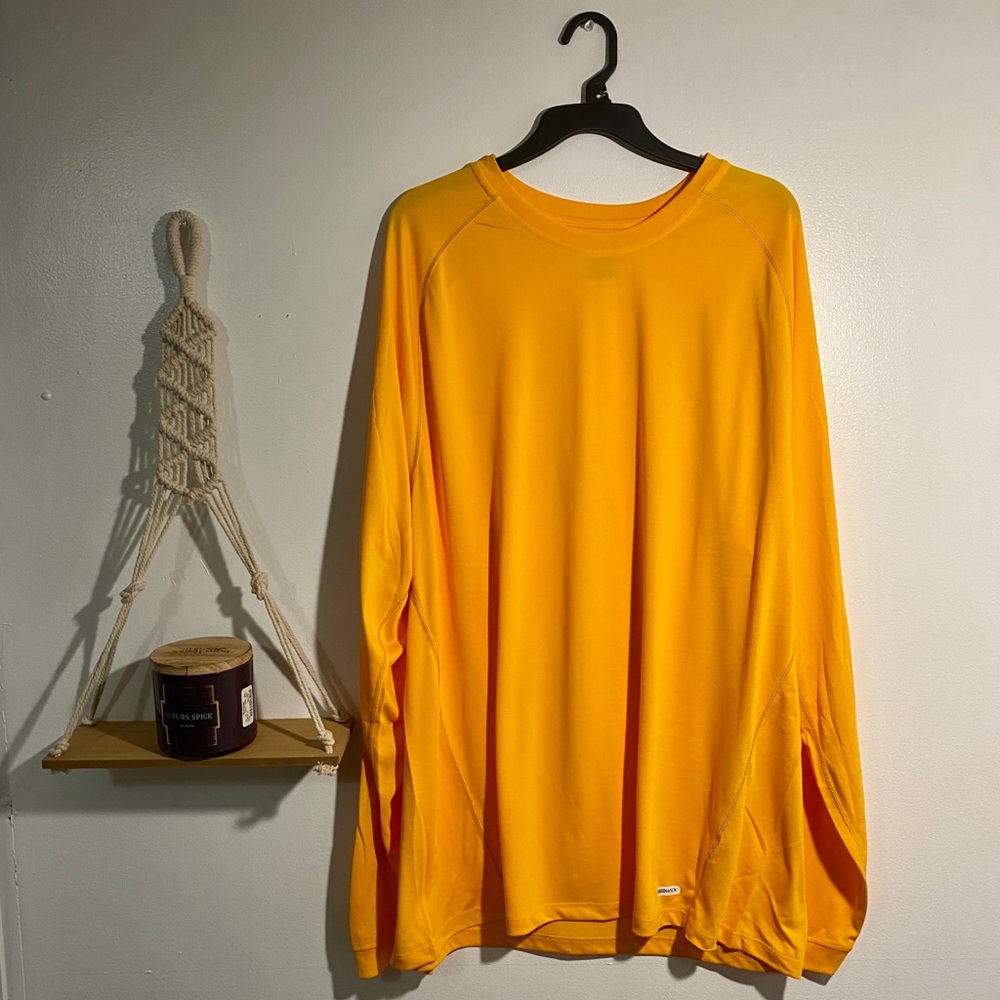 Redbox bright orange shirt